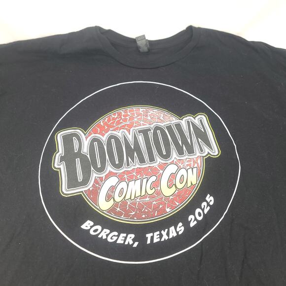 Boom Town Comic Con Crew Neck Short Sleeve Graphic T Shirt Mens Size 3XL Black - Picture 1 of 8